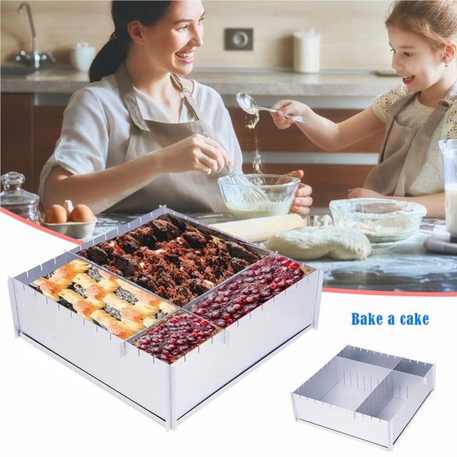 mmirethe Adjustable Cake Mold Aluminum Alloy Baking Tool Square Pizza Frame Rectangle Baking Frame Cake Making Tool No.1