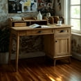 thumbnail image 2 of Caffoz Newport Series Computer Desk with Hutch Home Office Writing Desk, Wood Workstation w/Shelves, Study Desk for Small Spaces Smoky Oak, 2 of 5