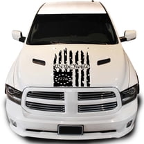 Greenyef Graphics We The People Betsy Ross Flag 1776 Distressed American USA US Flag Hood Vinyl Decal Preamble of The US Constitution fits most Pickup Trucks (23" x 36", Black)