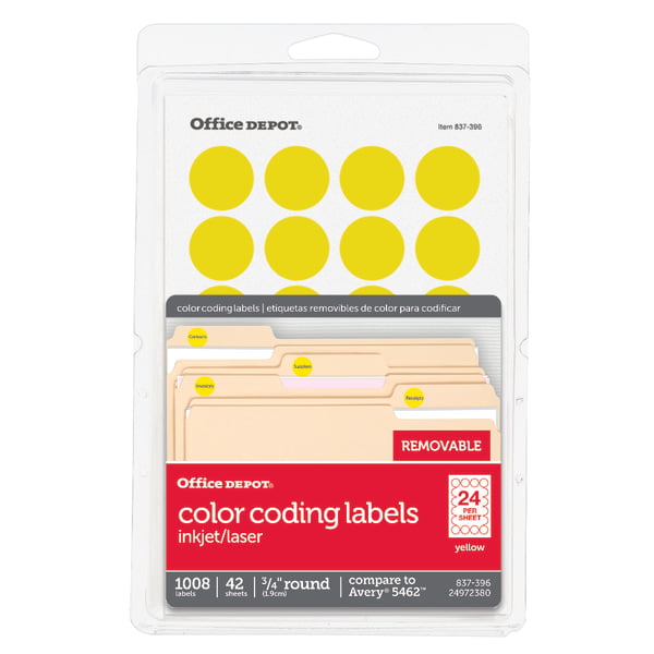 Office Depot Removable Round ColorCoding Labels, 3/4in. Diameter