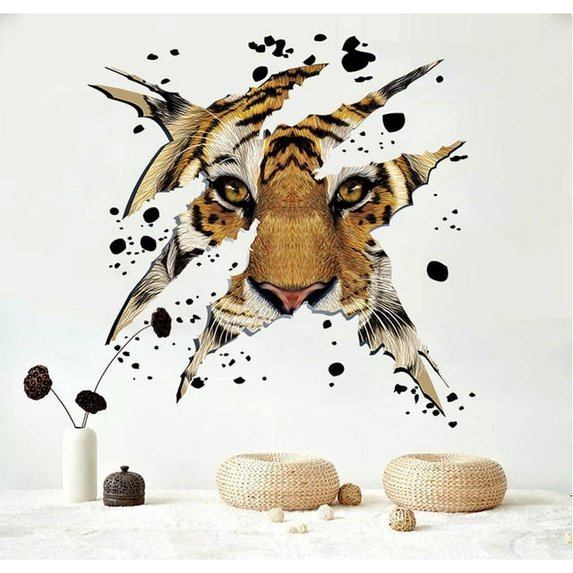 Adhesivos de pared Fierce Tiger, PVC, autoadhesivos, 45 x 45 cm