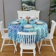 thumbnail image 2 of Blue White Tie Dye Cracked Pattern Round Tablecloth 60"x60",Wrinkle Wipeable Table Cloth for Kitchen Dining Room Picnic Patio Party, 2 of 6
