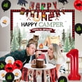 thumbnail image 4 of One Happy Camper Birthday Decoration Boys, Camping 1st Birthday Backdrop Cake Topper One High Chair Banner Lumberjack Balloons Number 1 Foil Balloon for Adventure Wild One Party, 4 of 6