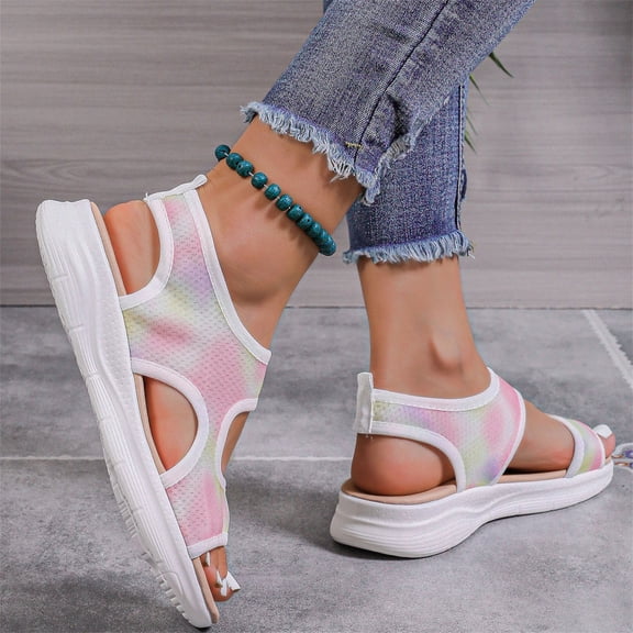 Domuza Women’s Ultra-Breathable Mesh Sport Sandals, Open Toe Lightweight Slip-On Walking Shoes with Comfortable Cushioned Sole for Summer and Travel Pink 8.5(EU-41)