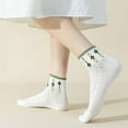 thumbnail image 4 of 5 Pair Cute Women's Cottagecore Lace Ruffle Ankle Socks - Cable Knit Cotton Coquette Aesthetic Socks, 4 of 7