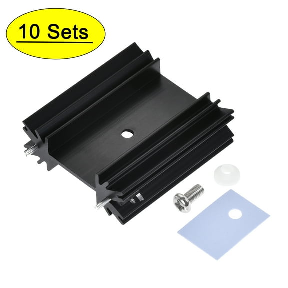 Uxcell 25x34x12mm TO-220 Aluminum Heatsink for Cooling Transistors Diodes with 2 Support Pin Black 10 Pack