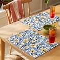 thumbnail image 4 of Spring Blue Leaf Flower Placemats Set of 6, Country Farm Watercolor Yellow Floral Non-Slip Place Mats Washable Table Mats for Kitchen Dining Table Decorations Indoor/Outdoor, 4 of 9