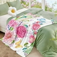 thumbnail image 4 of Floral Throw Blanket for Girls Women Pink Butterfly Soft Fuzzy Flannel Bed Blanket for Adults Plush Watercolor Flowers Christmas Birthday Gifts,50x60\u201d, 4 of 6