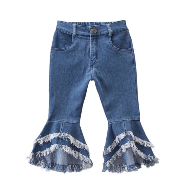 WIBACKER Toddler Kids Little Girls BellBottom Jeans Flared Denim Long