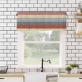 thumbnail image 4 of Boho Orange Curtain Valance for Windows/Kitchen/Living Room/Bedroom, Yellow Geometric Stripes Turquoise Bohemia Rod Pocket Window Treatment Short Drape Topper Small Tier Cafe Curtains Panel 54X18, 4 of 8