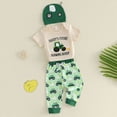 thumbnail image 3 of Kaprioy Boys Summer Outfit 3PCS DADDY'S FUTURE FARMING BUDDY Letter Print Romper Pants Hat Outfit Baby Boy Outfits, 3 of 8