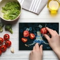thumbnail image 4 of Alice in Wonderland Cutting Board, Grown Giant Girl Sitting Flying Cards and Rose Checkered Cartoon, Decorative Tempered Glass Cutting and Serving Board, Small Size, Multicolor, by Ambesonne, 4 of 5
