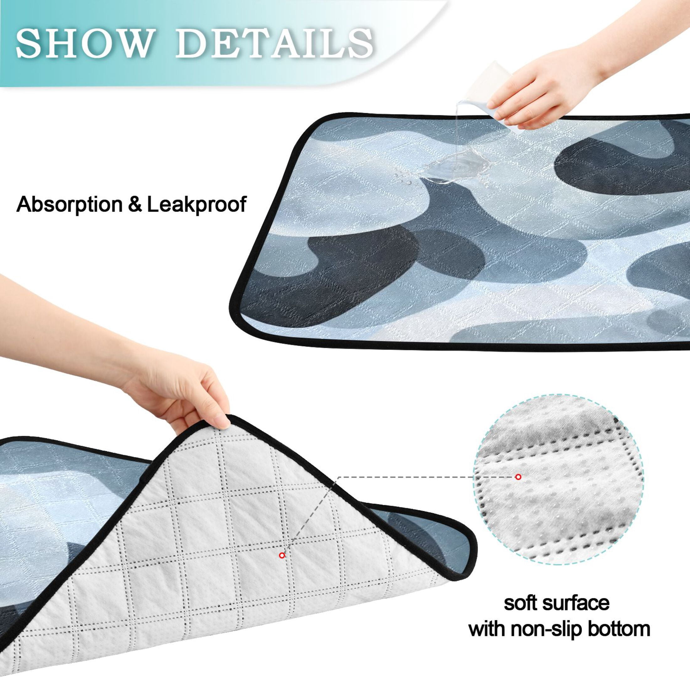 Washable Pet Pee Pads with Super Absorbent Reusable Training Pads for Dogs & Cats Off-white Circular Pattern