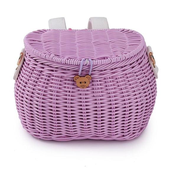 qiya 7.1*5.9*5.1in Woven Basket Children'S Bicycle Scooter Basket Crossbody Backpack