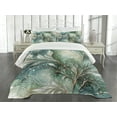 thumbnail image 2 of Ambesonne Teal Quilted Bedspread Set 3 Pcs, Abstract Marble Print Leaves, King Size, Cadet Blue Dark Khaki, 2 of 4