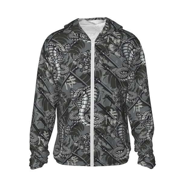 Fotbe Snake Chaqueta con Protección Solar UPF 50+ para Hombre y Mujer, Camisa con Capucha y Bolsillos-Medium