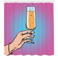thumbnail image 3 of Ambesonne Alcohol Shower Curtain, Pop Art Comic Champagne, 69"Wx84"L, Multicolor, 3 of 3