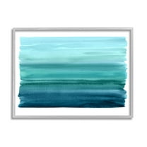 Stupell Industries Turquoise Gradient Shape Painting Graphic Art Gray Framed Art Print Wall Art, Design by Allie Corbin