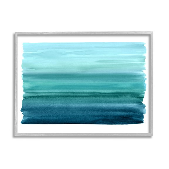 Stupell Industries Turquoise Gradient Shape Painting Graphic Art Gray Framed Art Print Wall Art, Design by Allie Corbin