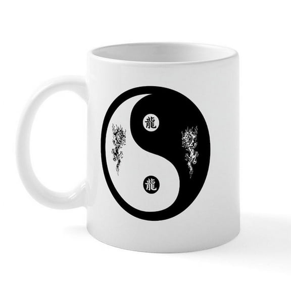 CafePress - Dragon Ying Yang Mug - 11 oz Ceramic Mug - Novelty Coffee Tea Cup
