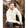 thumbnail image 2 of SAOL Aran Shawl Collar Cardigan Sweater 100% Premium Merino Wool Irish Cable Knitted Fisherman Pullover Made in Ireland | White, 2 of 7