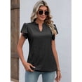 thumbnail image 4 of PULLIMORE Womens Summer Tops V Neck Ruffle Short Sleeve T-Shirts Eyelet Breathable Casual Loose Fit Shirts (S,Black), 4 of 9