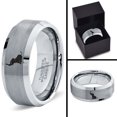 thumbnail image 4 of Tungsten Elephant Sitting Trumpeting Band Ring 8mm Men Women Comfort Fit Gray Step Bevel Edge Brushed Polished, 4 of 4