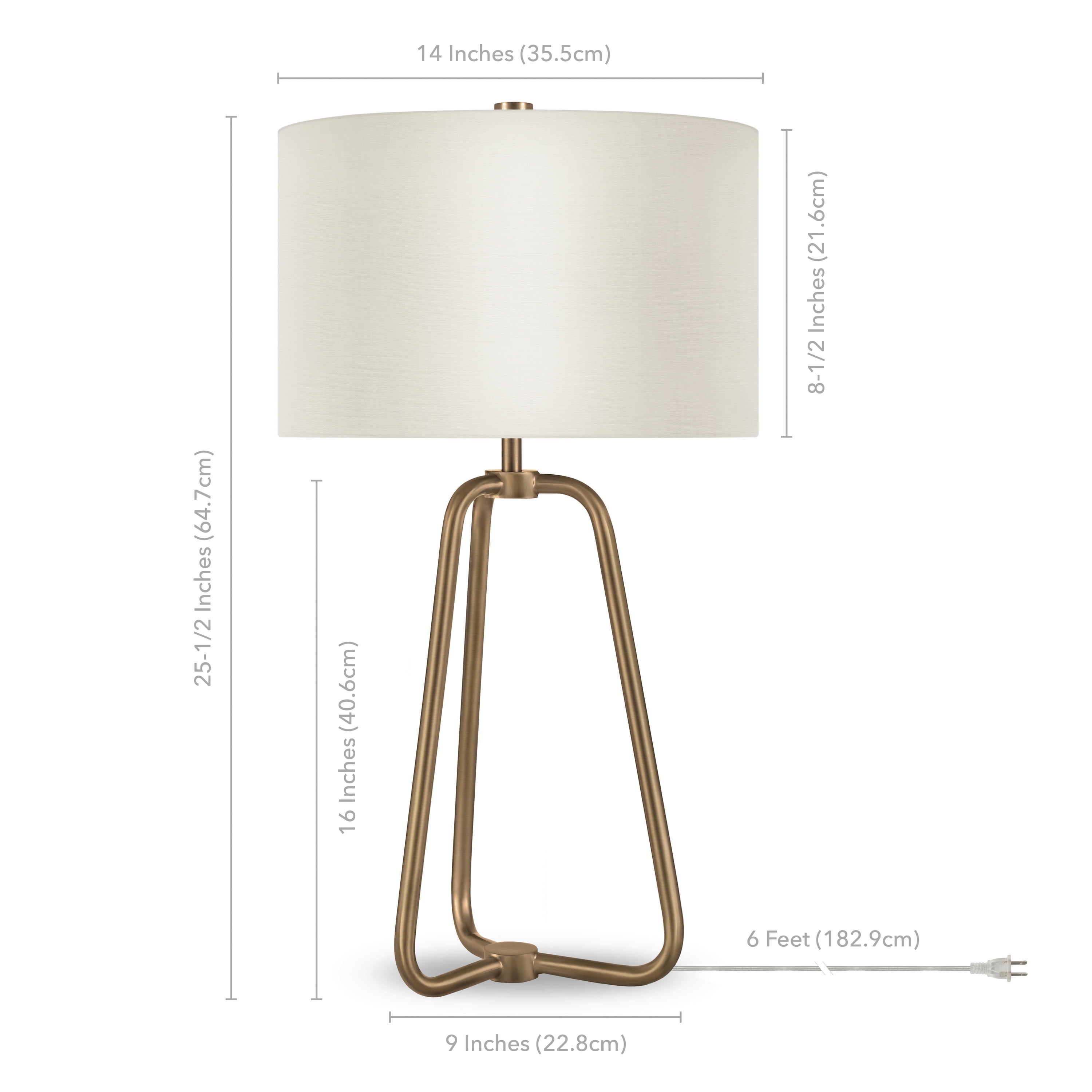 Evelyn&Zoe 25" Mid-Century Modern Metal Table Lamp with White Drum Linen Shade