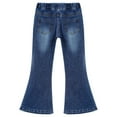 thumbnail image 4 of TiaoBug Kids Girls Denim Bell Bottom Trousers Slim Fit Flared Jeans Jeggings Elastic Waist Pants Blue 15-16, 4 of 7