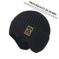 thumbnail image 2 of Black Winter Unisex Beanie Cap Hats Earflap Fleece Warm Inside Comfortable 1Pack, 2 of 6