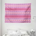 thumbnail image 1 of Nordic Tapestry, Geometric Abstract Snowflake Pattern European Ornamental Knitting Design, Wall Hanging for Bedroom Living Room Dorm Decor, 80W X 60L Inches, Lilac Dark Coral White, by Ambesonne, 1 of 2