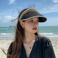 thumbnail image 5 of 55-58cm hat circumference hat female summer pearl empty top sun hat anti-ultraviolet sun hat big brimmed sun hatblack, 5 of 5