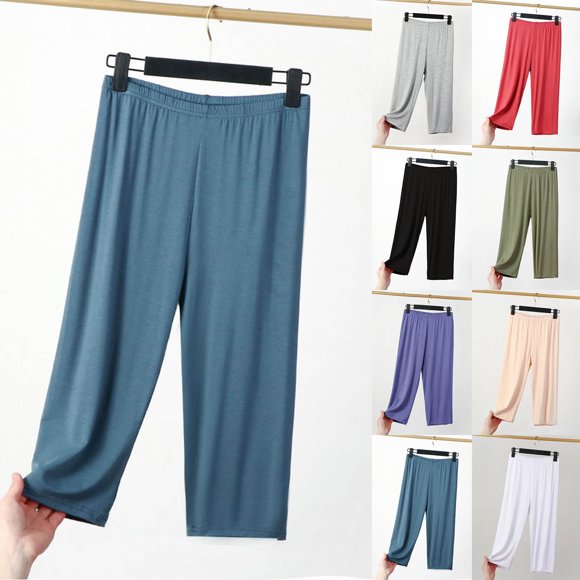 Casual Pants for Women Plus Size High Waist Thin Solid Cropped Pant Slim Fit Slacks for Women Brick Red XXXXXXXL