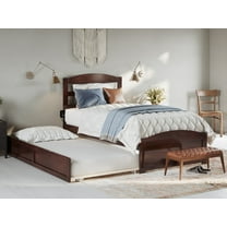 AFI Warren Twin-XL Wood Platform Bed with Headboard Footboard & Twin-XL Trundle, Walnut