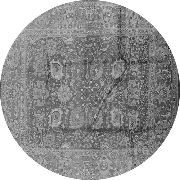 Ahgly Company Indoor Round Oriental Gray Traditional Area Rugs, 6' Round