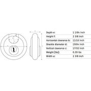 Padlock, Keyed Alike, Partially Hidden Shackle, Disc Stainless Steel Body, Steel Shackle