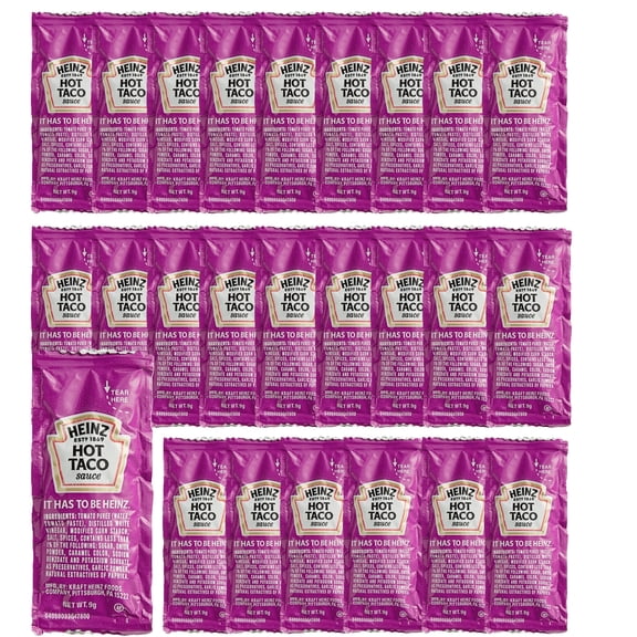 Heinz Hot Taco Sauce Portion Packets, 9g Each (25 Count) – Spicy Tomato & Chili Flavor for Tacos, Burritos & Nachos