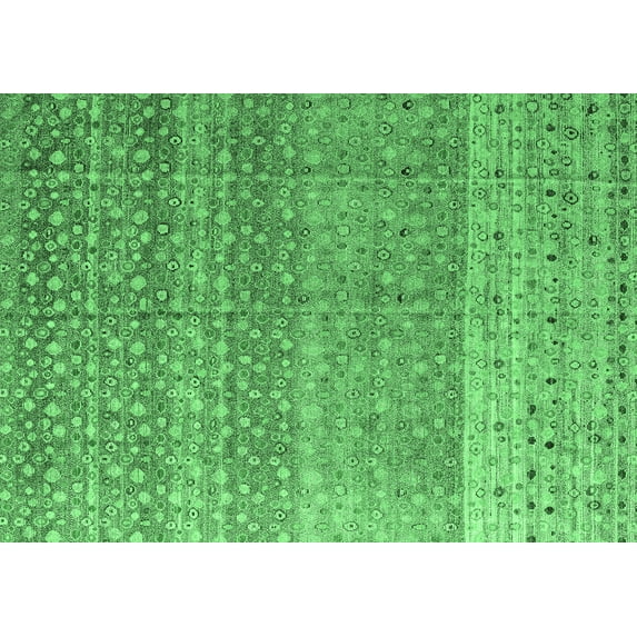 Ahgly Company Indoor Rectangle Abstract Emerald Green Modern Area Rugs, 8' x 10'