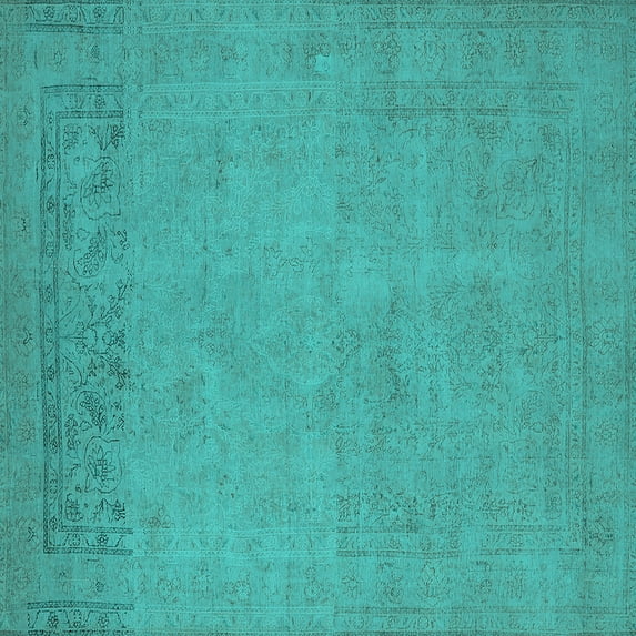 Ahgly Company Indoor Square Oriental Turquoise Blue Industrial Area Rugs, 4' Square