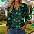 thumbnail image 2 of UngA Women St Patricks Day Shirt Plus Size Funny V Neck 3/4 Sleeve Tops Shamrock Graphic Tshirt Irish Shirts Outfit,Size S, 2 of 9