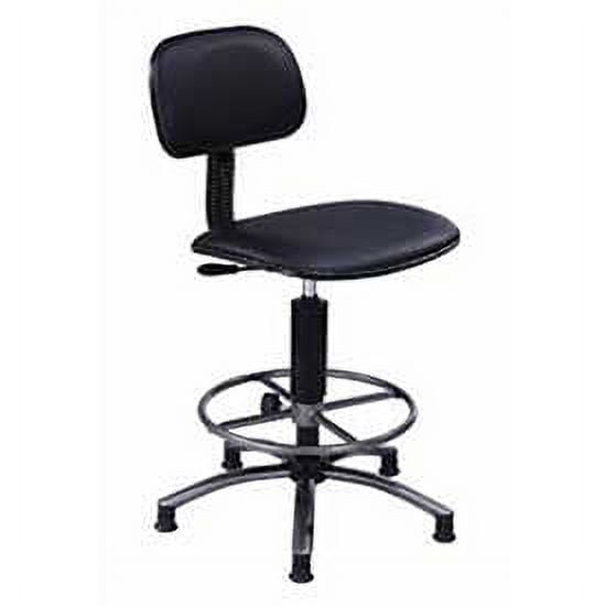 Vinyl Upholstered Swivel Stool, Black, 17"-21"H Seat