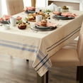 thumbnail image 2 of DII 70" Round Modern Cotton French Stripe Tablecloth in Nautical Blue and Beige, 2 of 5