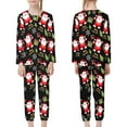 thumbnail image 3 of Renewold Santa Claus Snowflake Family Matching Pajamas Scoop Neck Sleepwear Long Sleeve Polyester Nightwear for 15-16Y Kids 2 Pieces Pj Set,Christmas Day, 3 of 5