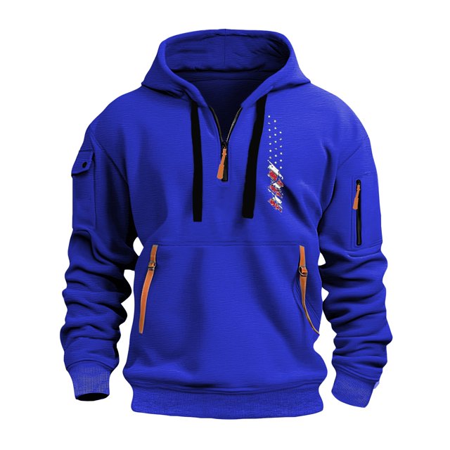 MHFRRA Nueva Sudadera con Capucha y Bolsillo con Cremallera para Otoño E Invierno para Hombre Azul