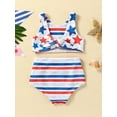 thumbnail image 3 of Aojekbee Independence Day Kids Girl Swimsuits Summer Star Print Tank Tops and Elastic Striped Shorts Set Tankini Swimwear, 3 of 9