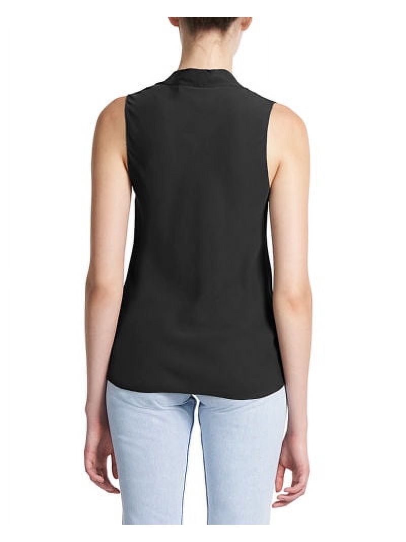 Theory BLACK Silk Sleeveless Cowl Neck Top, US Small