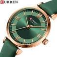 thumbnail image 2 of New Elegant Style Green Wristwatch CURREN Brand Top Luxury Women's Quartz Watches Fashion Leather Strap Ladies Clock Femme 9079, 2 of 5