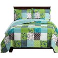 thumbnail image 1 of Royal Tradition Rebekah Ensemble de Courtepointe Imprimée en Microfibre Surdimensionnée 3 Pcs, Multi Couleurs Vert et Bleu, 1 of 2