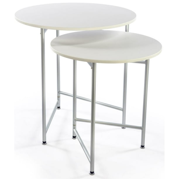 Set Of 2 Folding Portable Tables 1 Small Large Round Lightweight Pvc Plastic Aluminum Qkslfd2ts Com Set Of 2 Folding Portable Tables 1, Portable Round Table