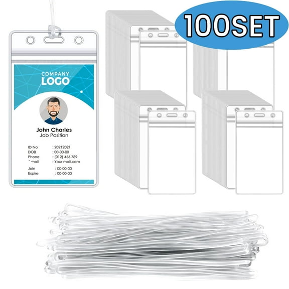 Luggage Tags Bag Tags Holder Identification ID Card Badge Holder for Business Travel and Office Supplies 100 Pack